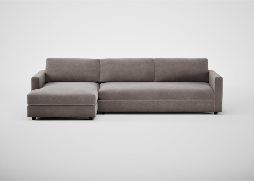 Nimbus II Left Hand Facing Chaise Corner Sofa Smart Luxe Velvet Mushroom