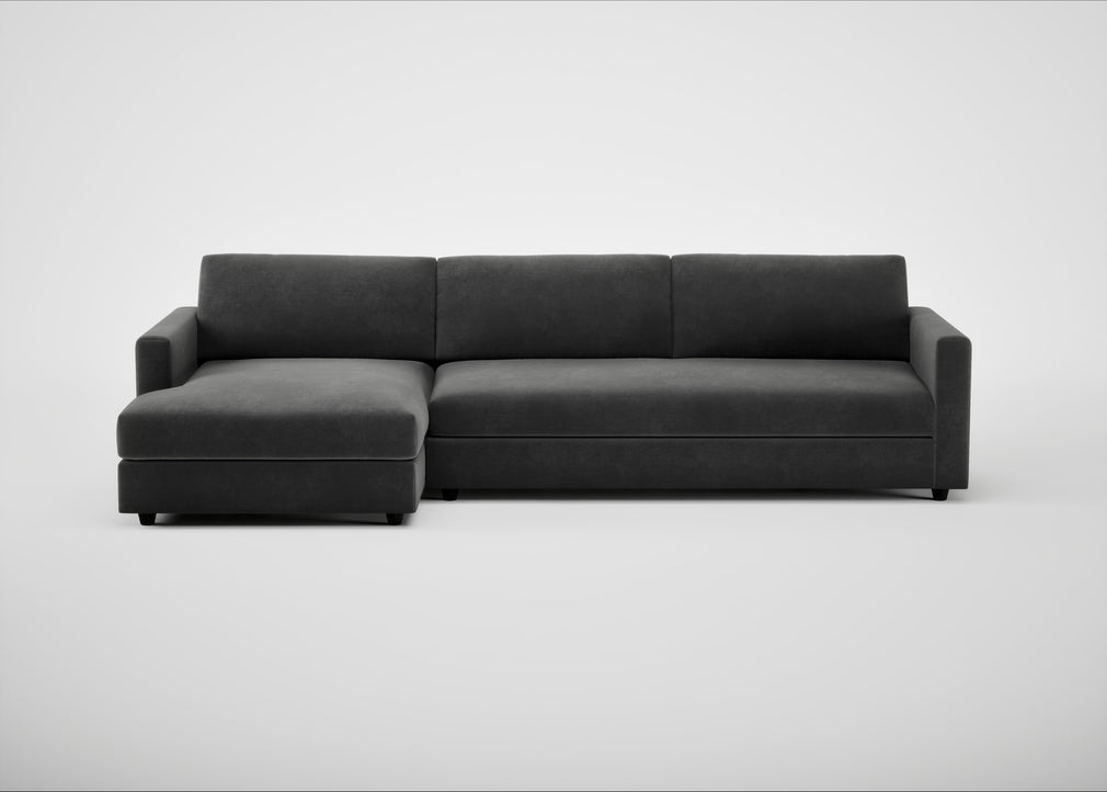 Nimbus II Left Hand Facing Chaise Corner Sofa Smart Luxe Velvet Nickel