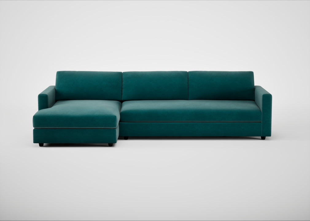 Nimbus II Left Hand Facing Chaise Corner Sofa Smart Luxe Velvet Ocean Green