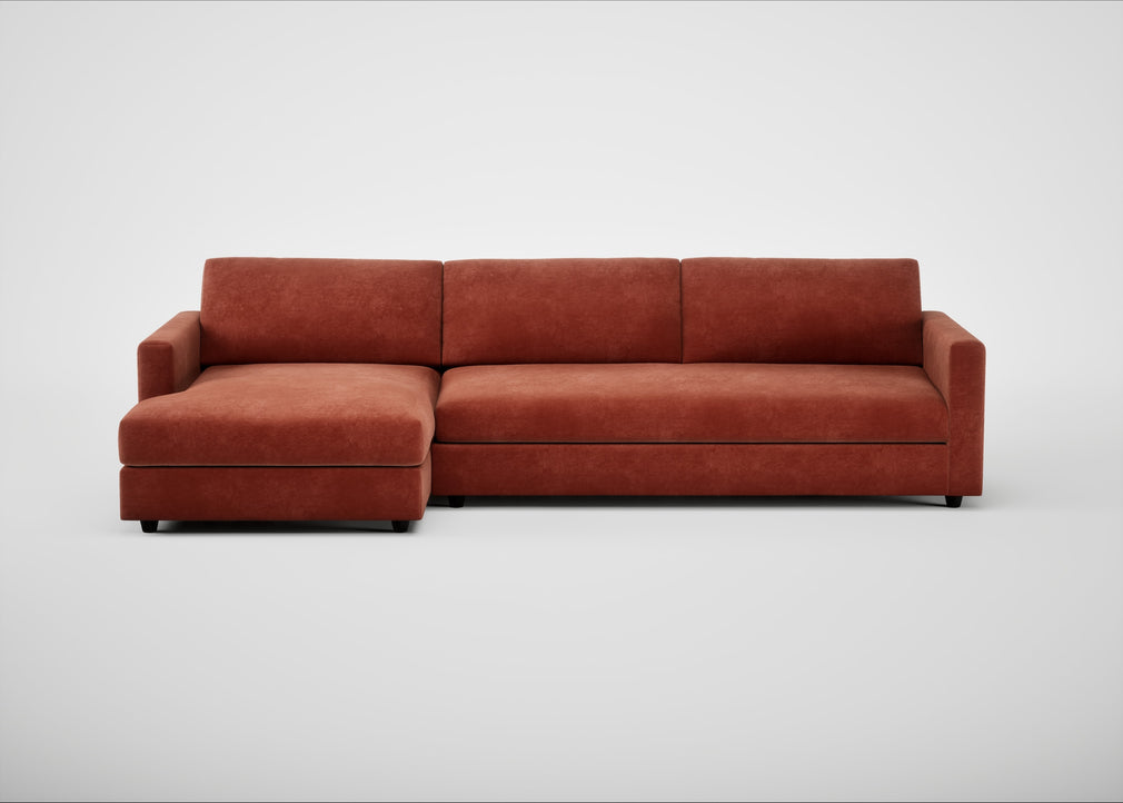 Nimbus II Left Hand Facing Chaise Corner Sofa Smart Luxe Velvet Tawny