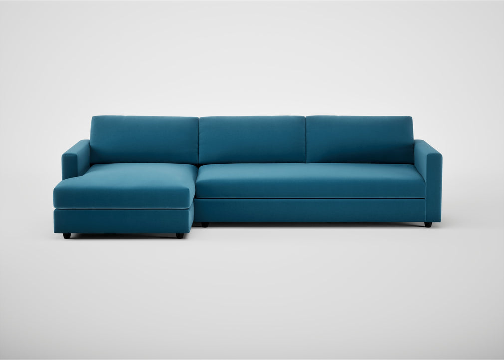 Nimbus II Left Hand Facing Chaise Corner Sofa Smart Velvet Ocean Blue