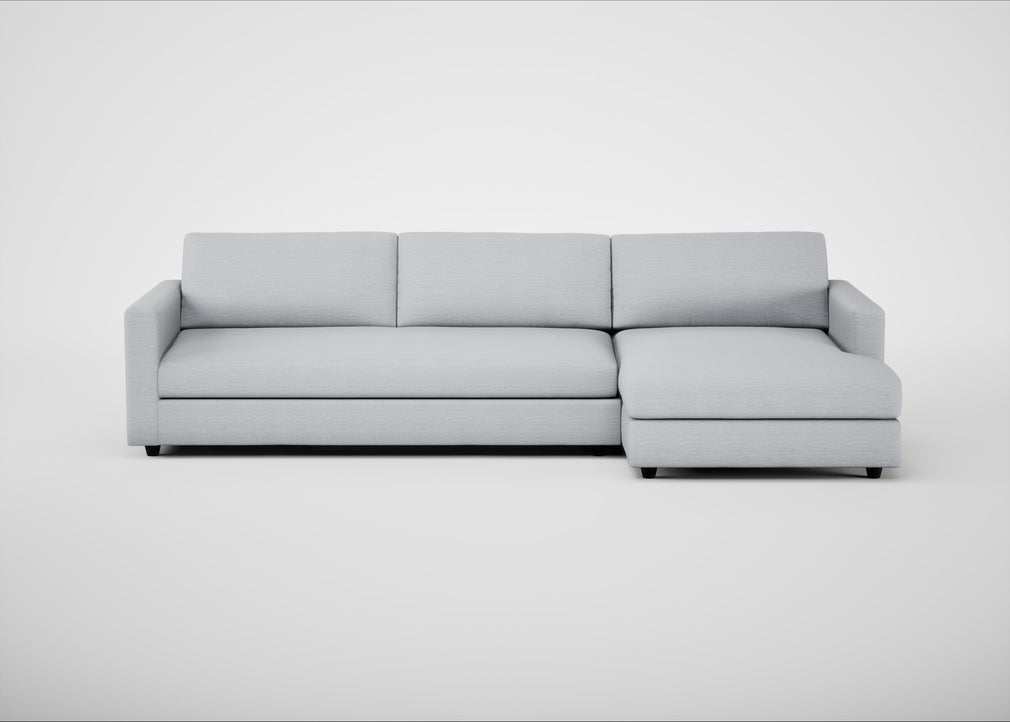 Nimbus II Right Hand Facing Chaise Corner Sofa Broad Weave Tin