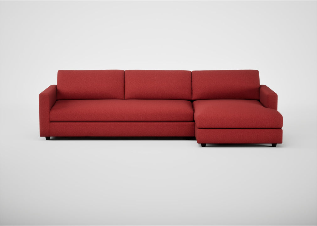 Nimbus II Right Hand Facing Chaise Corner Sofa Melton Wool Red Oxide