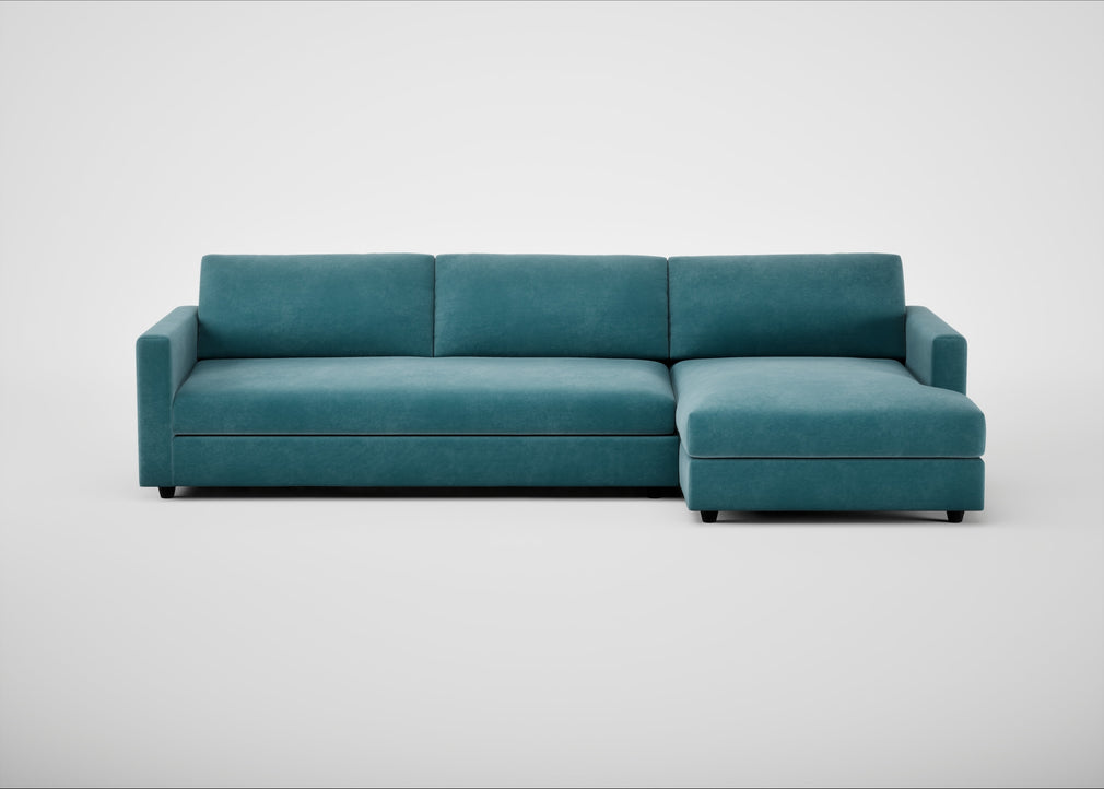 Nimbus II Right Hand Facing Chaise Corner Sofa Smart Luxe Velvet Airforce Blue