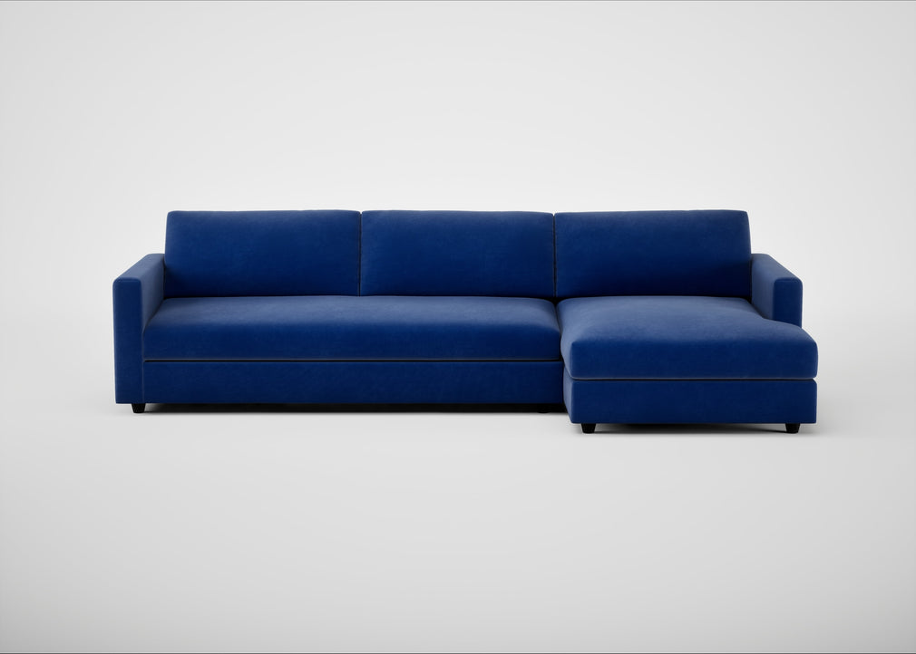 Nimbus II Right Hand Facing Chaise Corner Sofa Smart Luxe Velvet Azure