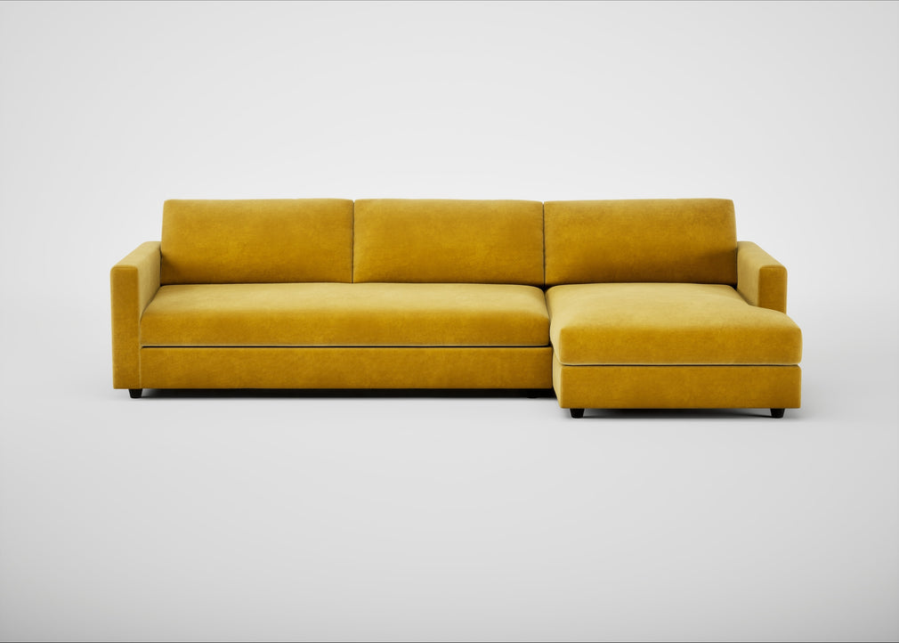 Nimbus II Right Hand Facing Chaise Corner Sofa Smart Luxe Velvet Canary