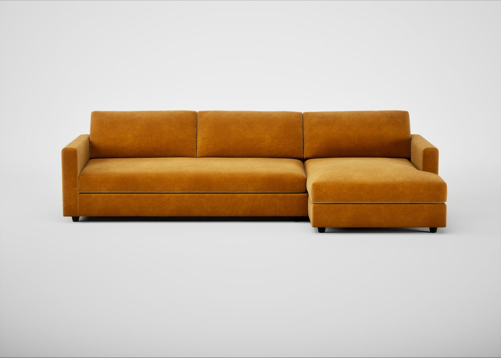 Nimbus II Right Hand Facing Chaise Corner Sofa Smart Luxe Velvet Cognac