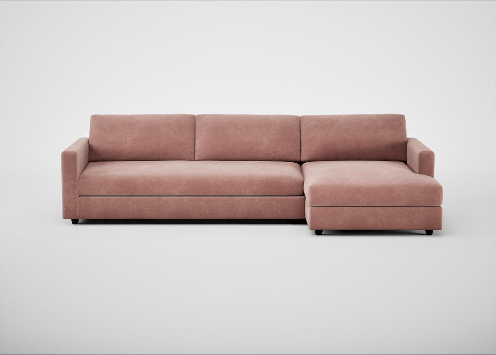 Nimbus II Right Hand Facing Chaise Corner Sofa Smart Luxe Velvet Dusky Pink