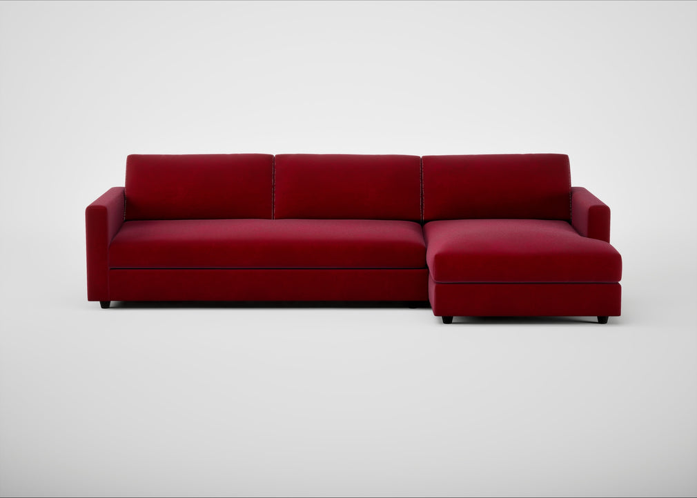 Nimbus II Right Hand Facing Chaise Corner Sofa Smart Luxe Velvet Mulberry
