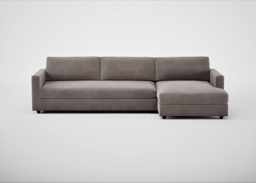Nimbus II Right Hand Facing Chaise Corner Sofa Smart Luxe Velvet Mushroom