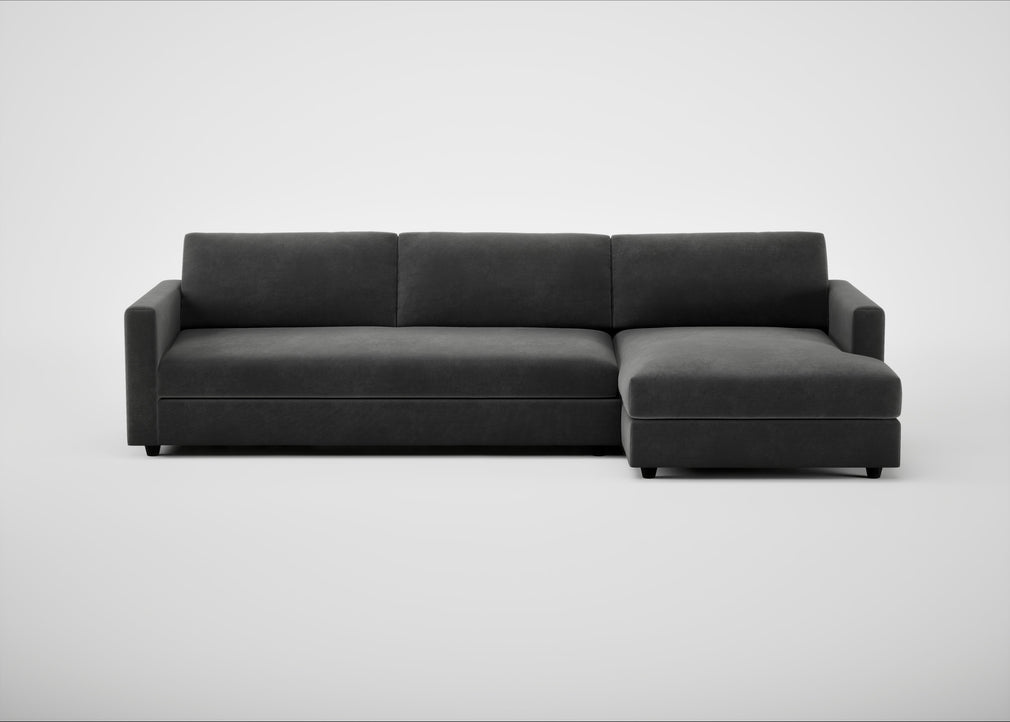 Nimbus II Right Hand Facing Chaise Corner Sofa Smart Luxe Velvet Nickel