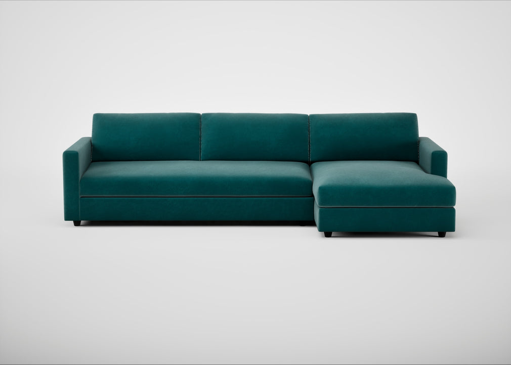 Nimbus II Right Hand Facing Chaise Corner Sofa Smart Luxe Velvet Ocean Green