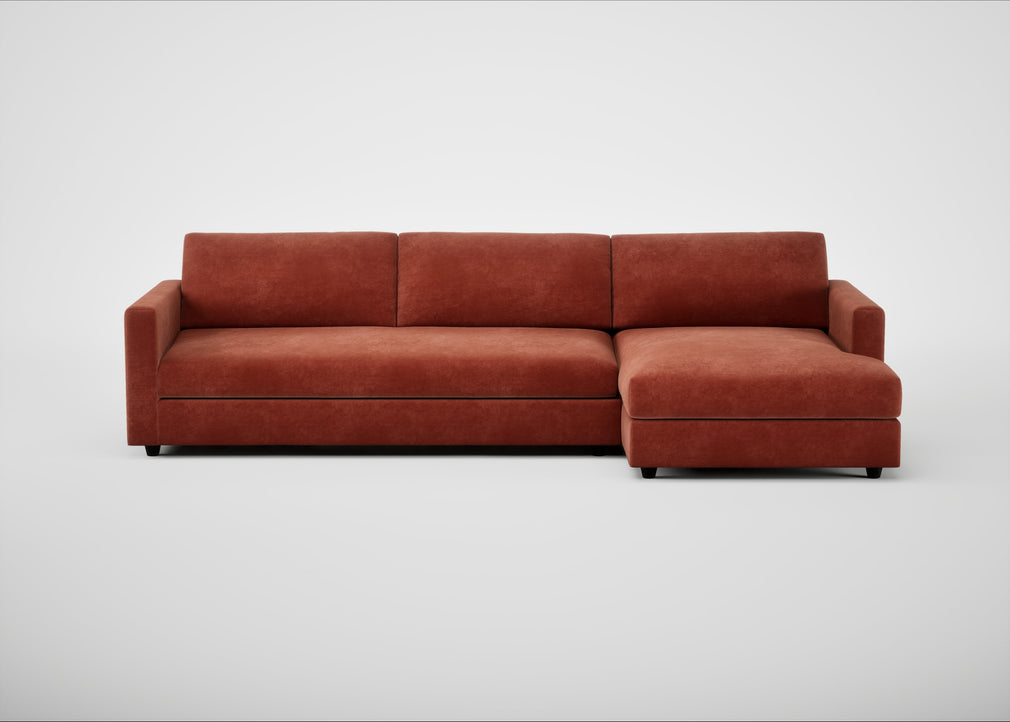 Nimbus II Right Hand Facing Chaise Corner Sofa Smart Luxe Velvet Tawny