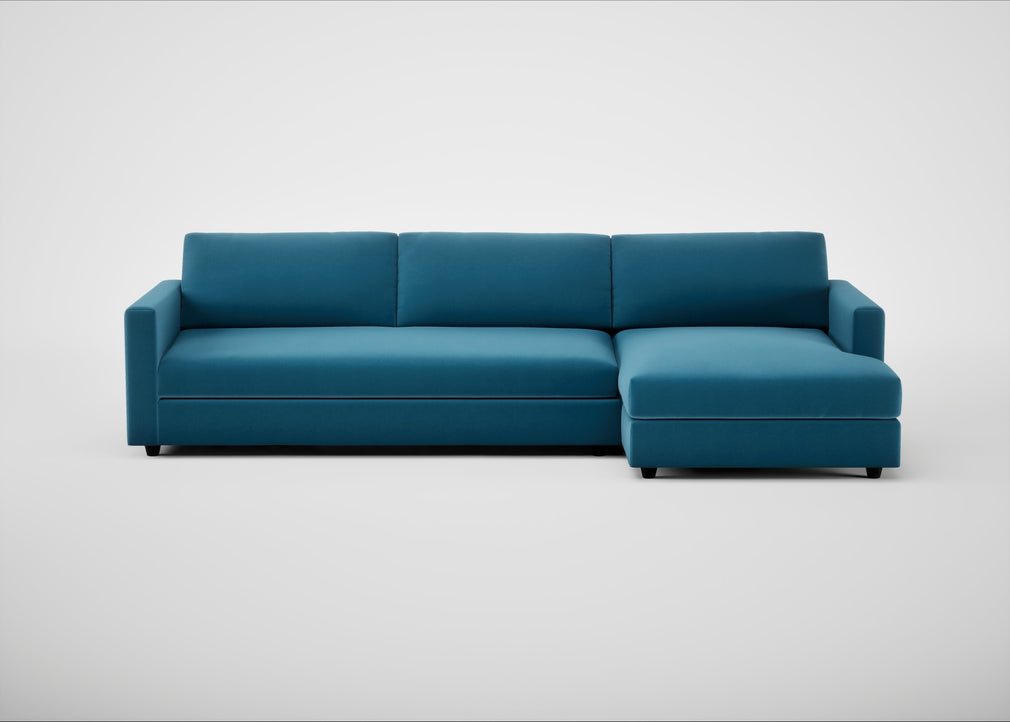 Nimbus II Right Hand Facing Chaise Corner Sofa Smart Velvet Ocean Blue