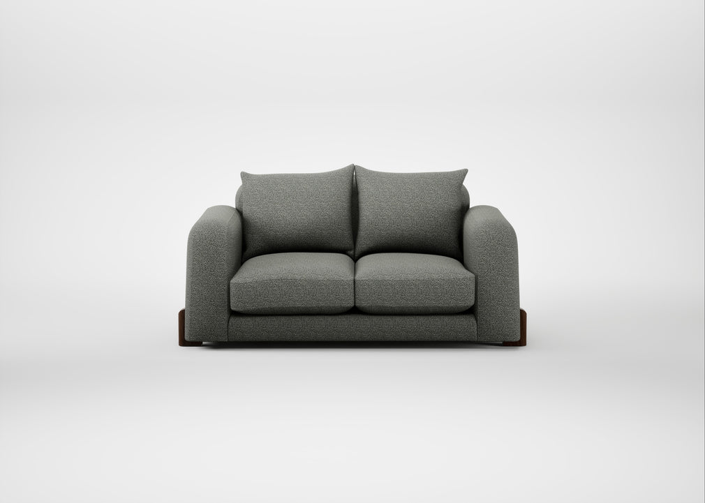 Nuvola 2 Seater Sofa Boucle Tweed Lapis / Walnut Stained