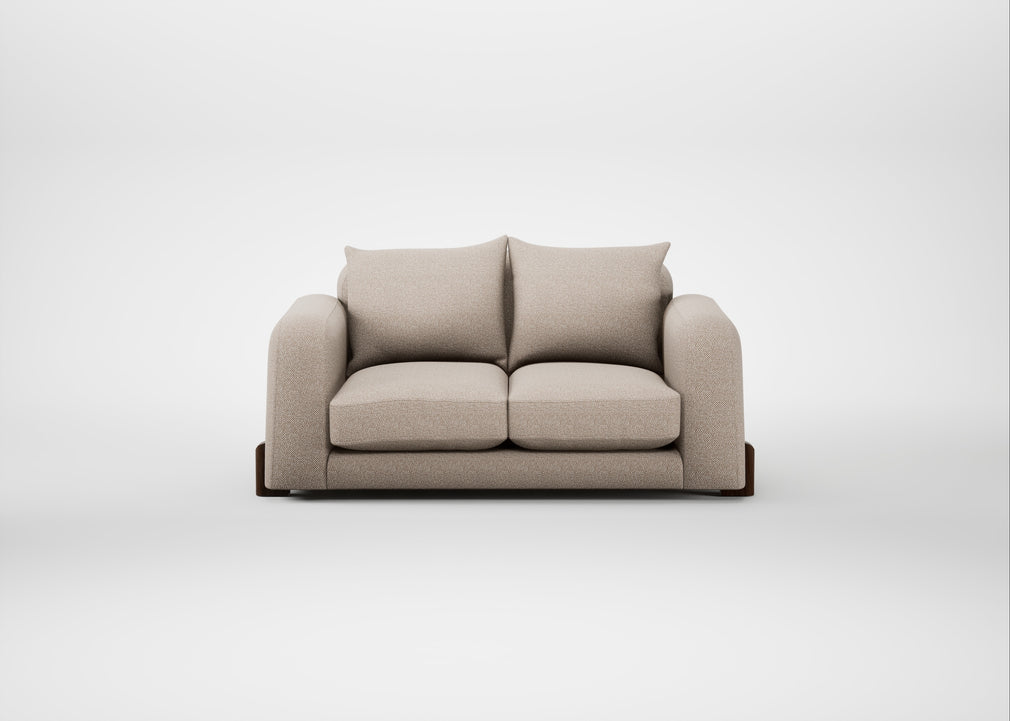 Nuvola 2 Seater Sofa Boucle Tweed Pearl / Walnut Stained