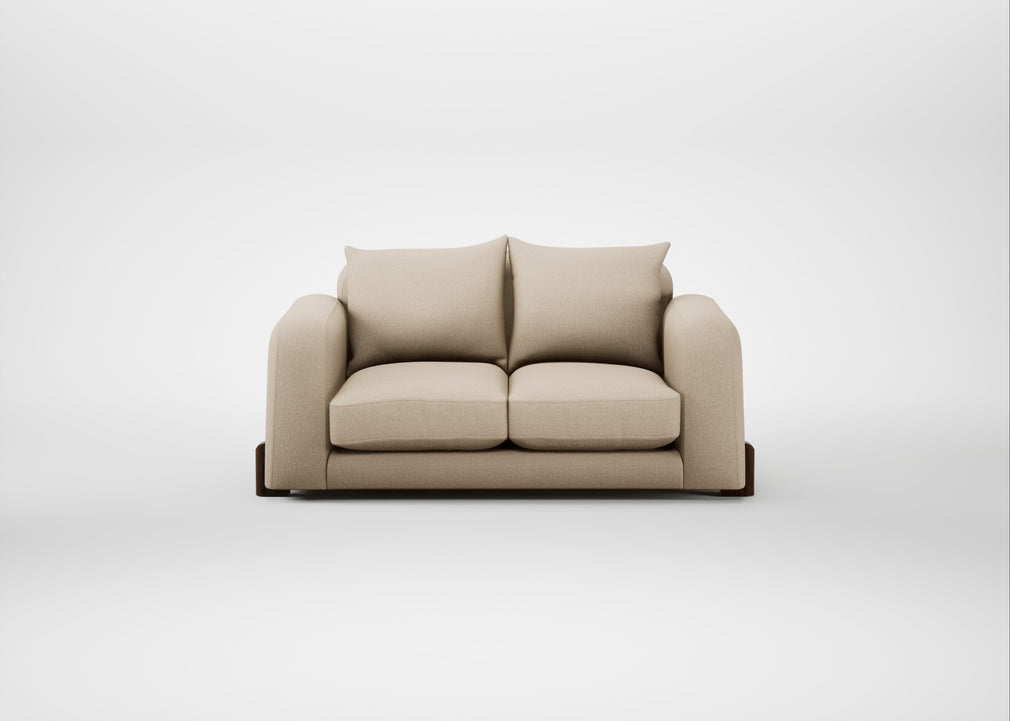 Nuvola 2 Seater Sofa Brushed Cotton Oat / Walnut Stained
