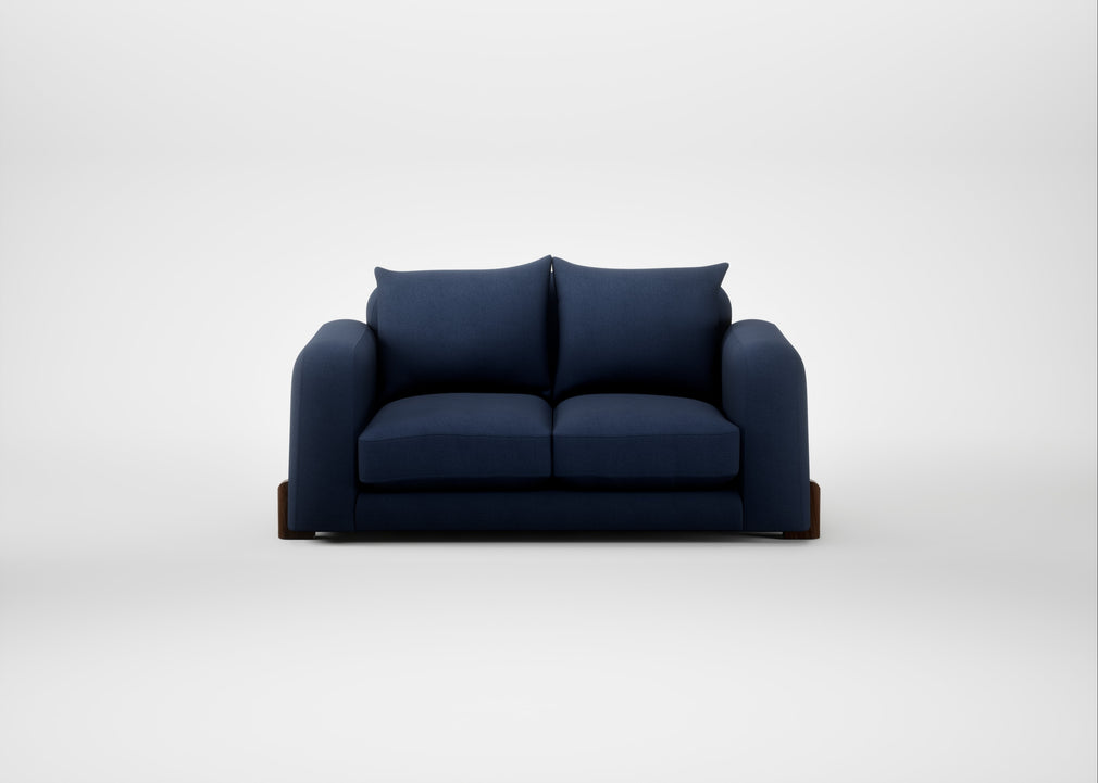Nuvola 2 Seater Sofa Capelo Linen-Cotton Inkspot / Walnut Stained