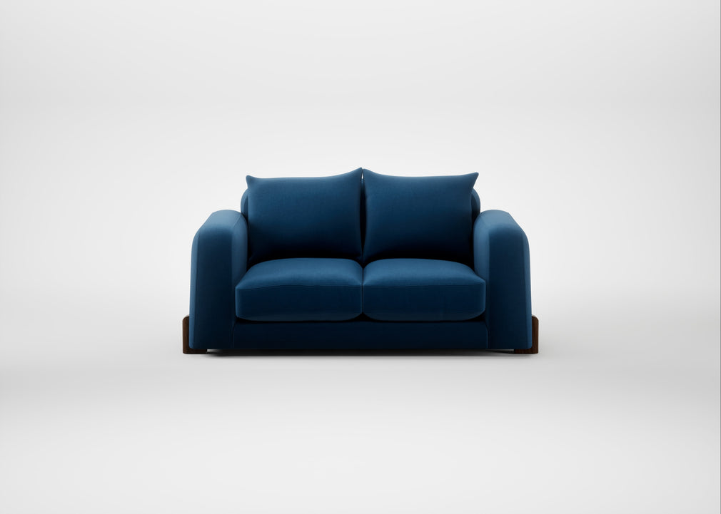 Nuvola 2 Seater Sofa Cotton Velvet Petrol / Walnut Stained