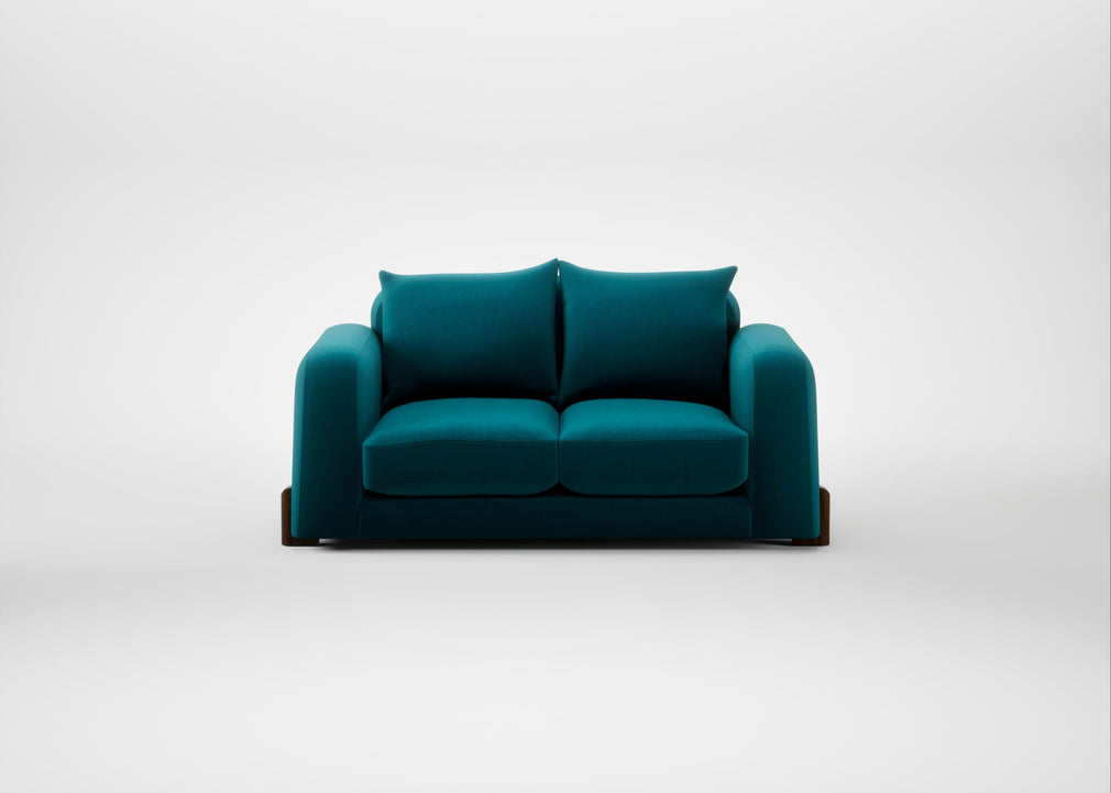 Nuvola 2 Seater Sofa Cotton Velvet Teal / Walnut Stained
