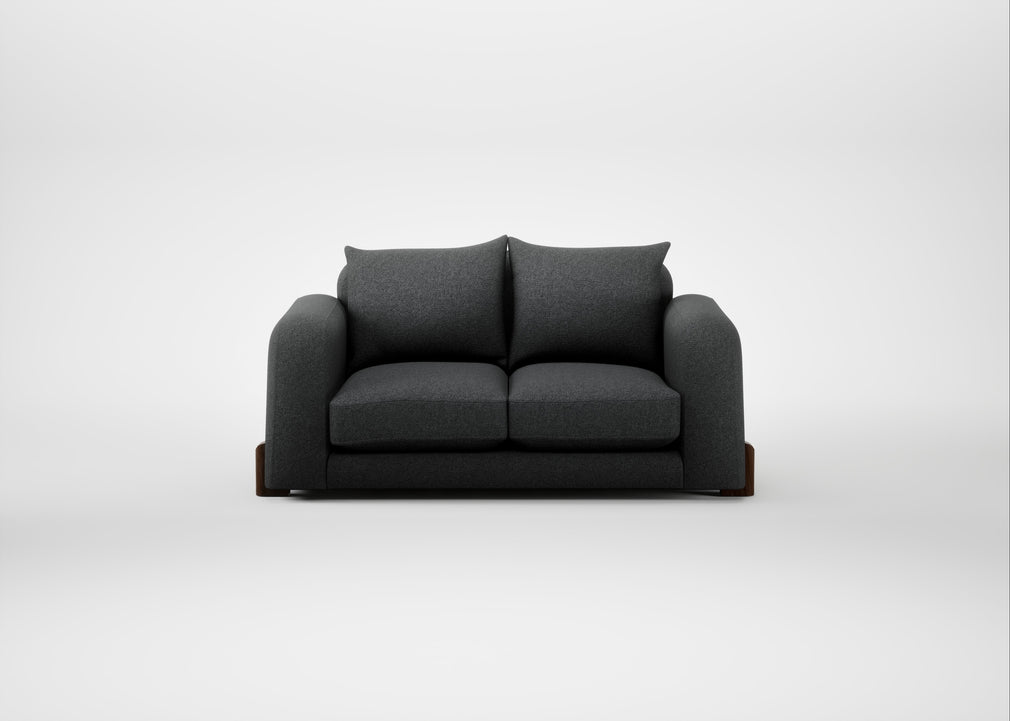 Nuvola 2 Seater Sofa Melton Wool Granite / Walnut Stained