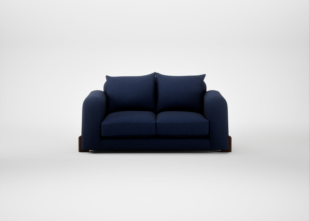 Nuvola 2 Seater Sofa Melton Wool New Navy / Walnut Stained