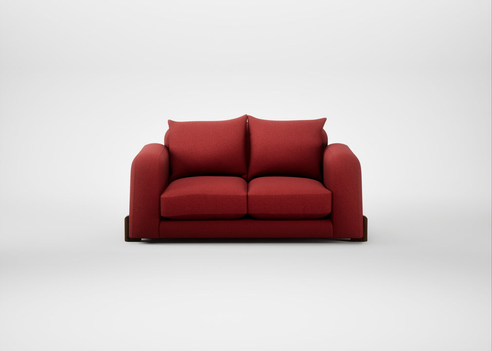 Nuvola 2 Seater Sofa Melton Wool Red Oxide / Walnut Stained