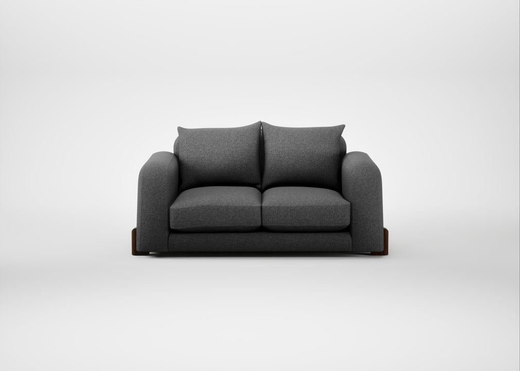 Nuvola 2 Seater Sofa Melton Wool Shale / Walnut Stained
