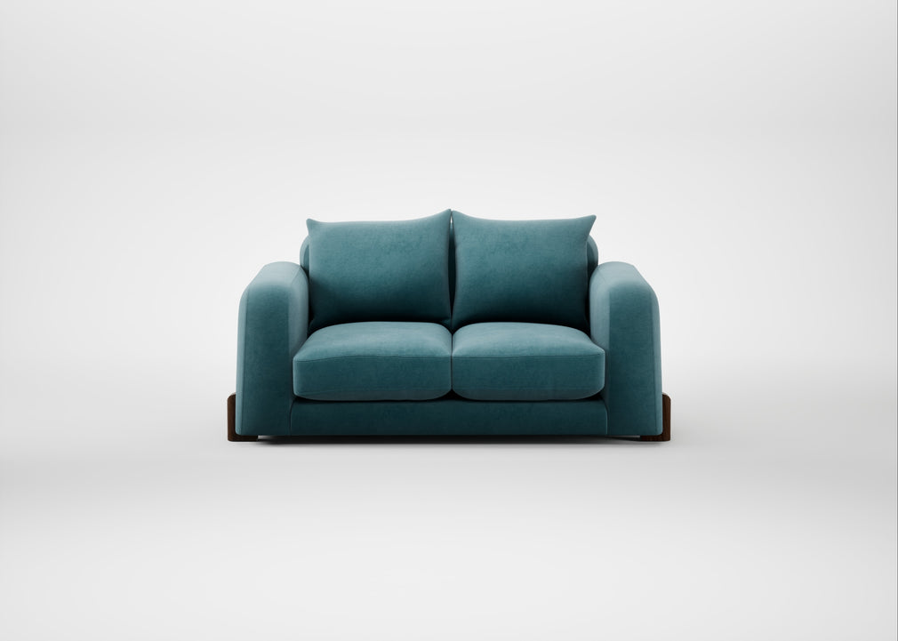 Nuvola 2 Seater Sofa Smart Luxe Velvet Airforce Blue / Walnut Stained