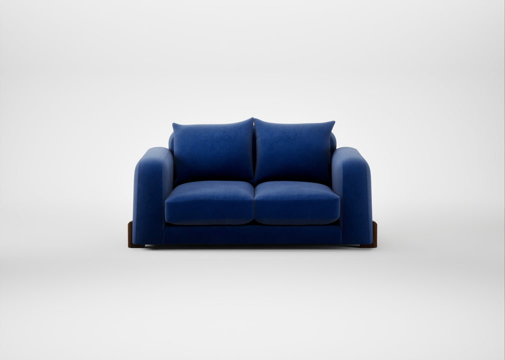 Nuvola 2 Seater Sofa Smart Luxe Velvet Azure / Walnut Stained