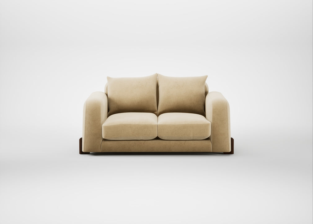 Nuvola 2 Seater Sofa Smart Luxe Velvet Biscuit / Walnut Stained