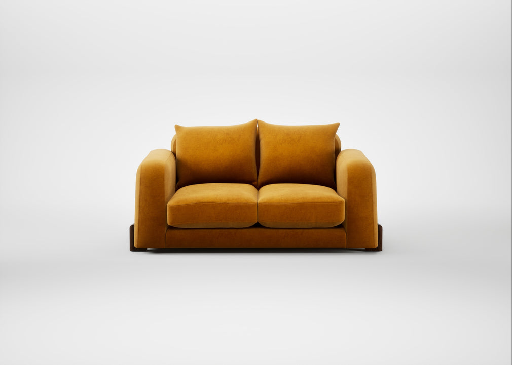 Nuvola 2 Seater Sofa Smart Luxe Velvet Cognac / Walnut Stained