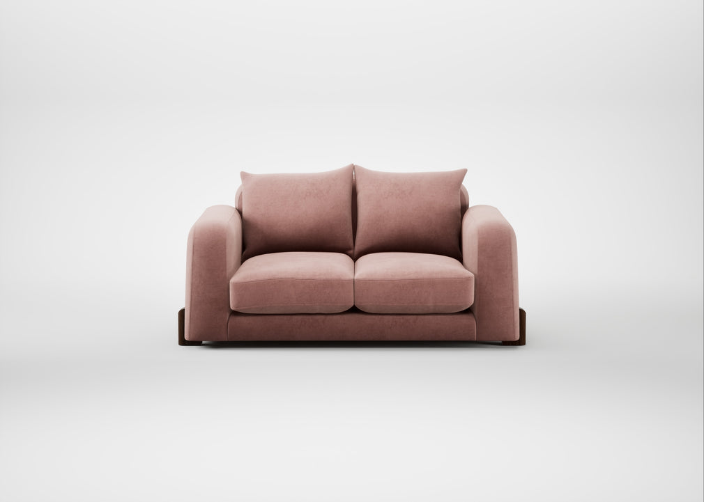 Nuvola 2 Seater Sofa Smart Luxe Velvet Dusky Pink / Walnut Stained