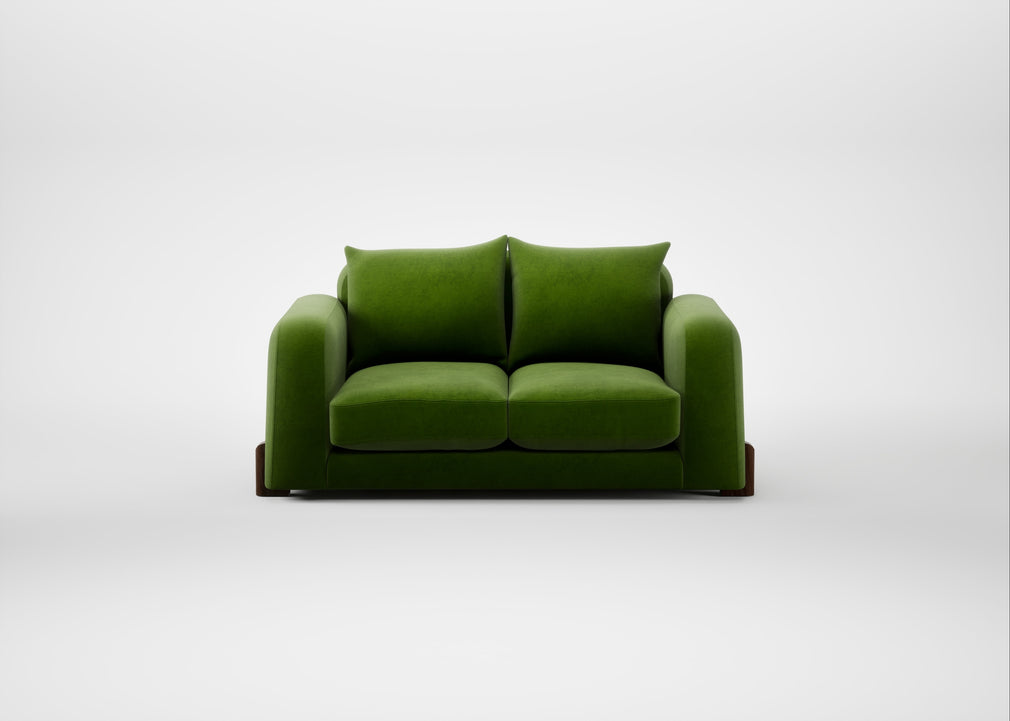 Nuvola 2 Seater Sofa Smart Luxe Velvet Grass / Walnut Stained