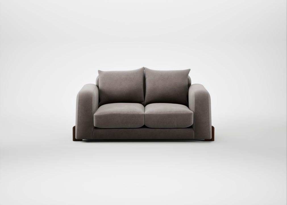 Nuvola 2 Seater Sofa Smart Luxe Velvet Mushroom / Walnut Stained