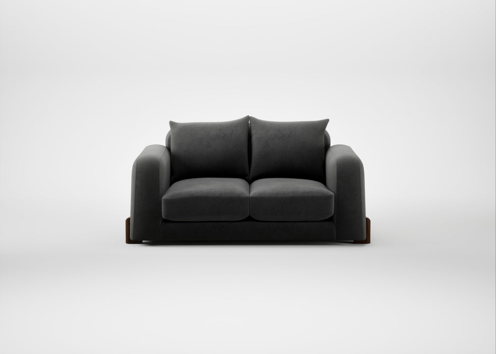 Nuvola 2 Seater Sofa Smart Luxe Velvet Nickel / Walnut Stained