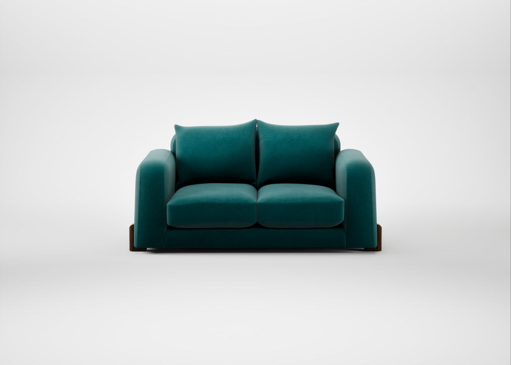 Nuvola 2 Seater Sofa Smart Luxe Velvet Ocean Green / Walnut Stained