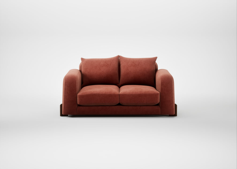 Nuvola 2 Seater Sofa Smart Luxe Velvet Tawny / Walnut Stained