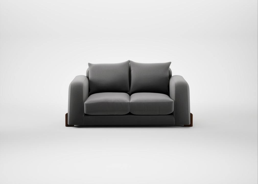 Nuvola 2 Seater Sofa Smart Velvet Mercury / Walnut Stained