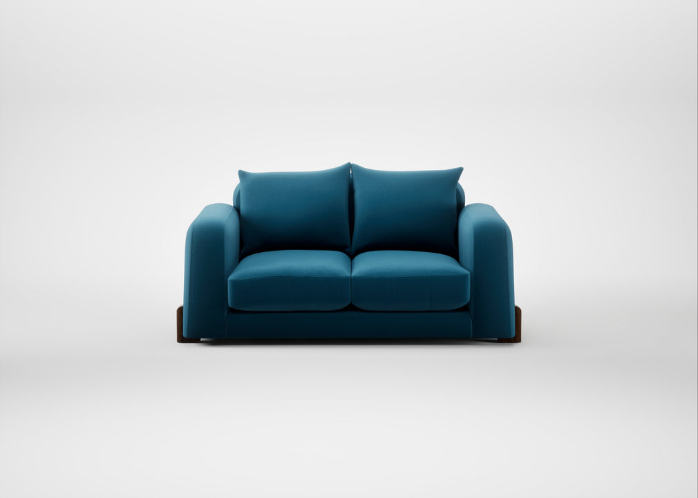 Nuvola 2 Seater Sofa Smart Velvet Ocean Blue / Walnut Stained
