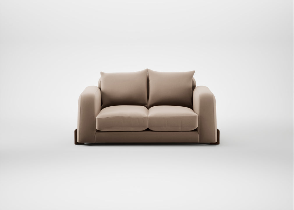 Nuvola 2 Seater Sofa Smart Velvet Pebble / Walnut Stained