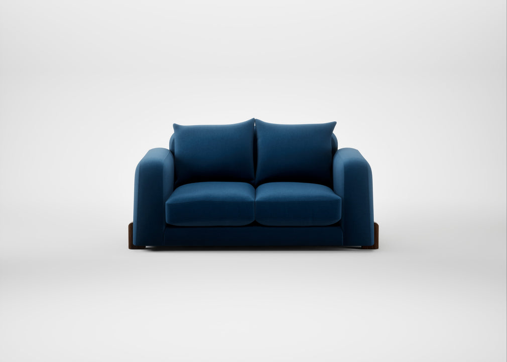 Nuvola 2 Seater Sofa Smart Velvet Petrol / Walnut Stained