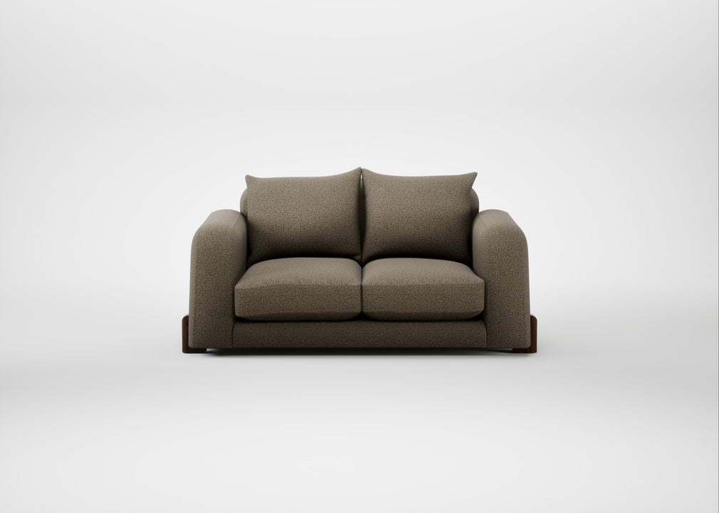 Nuvola 2 Seater Sofa Boucle Velvet Rocky / Walnut Stained
