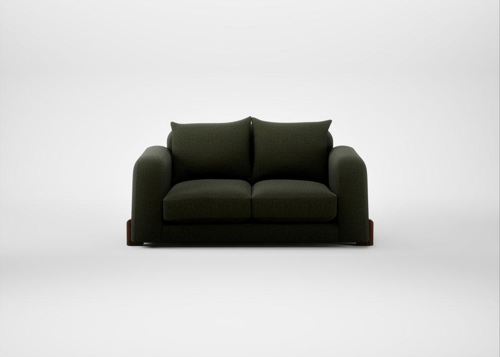 Nuvola 2 Seater Sofa Boucle Velvet Wilder / Walnut Stained