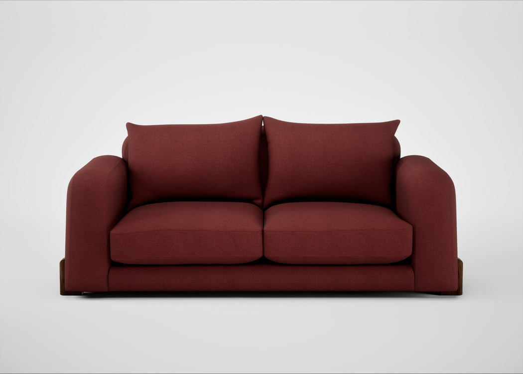 Nuvola 3 Seater Sofa Capelo Linen-Cotton Etruscan Red / Walnut Stained