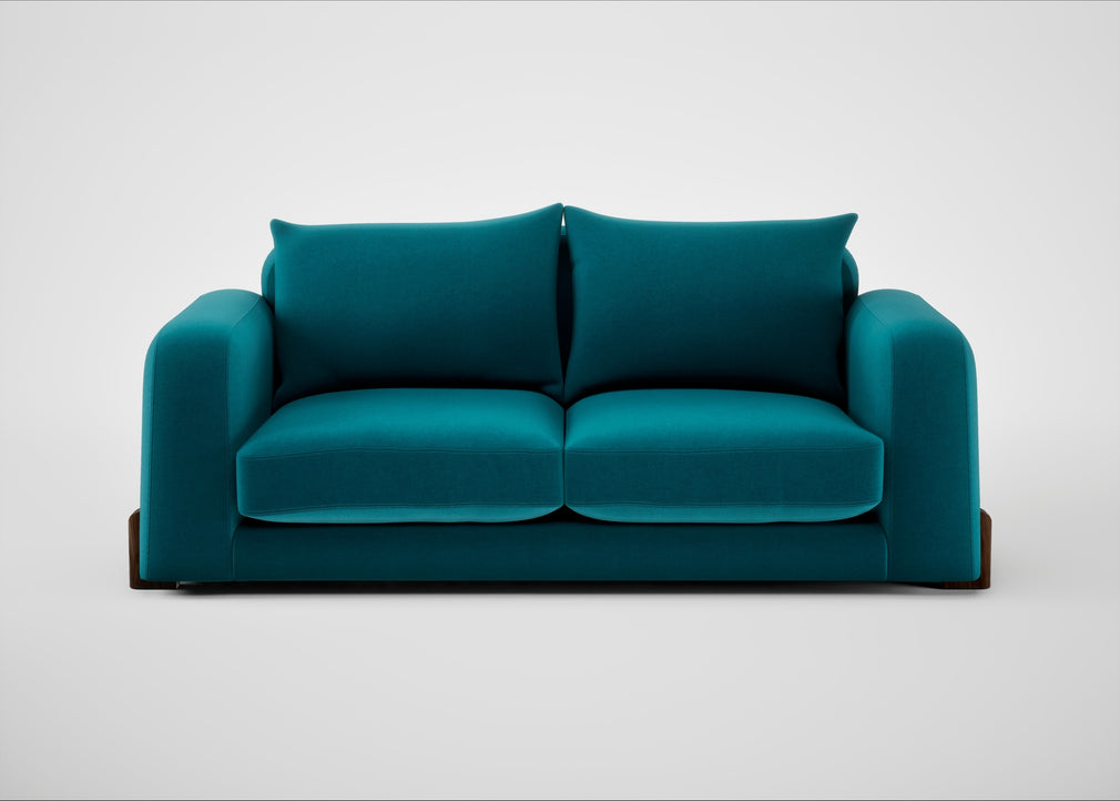 Nuvola 3 Seater Sofa Cotton Velvet Teal / Walnut Stained