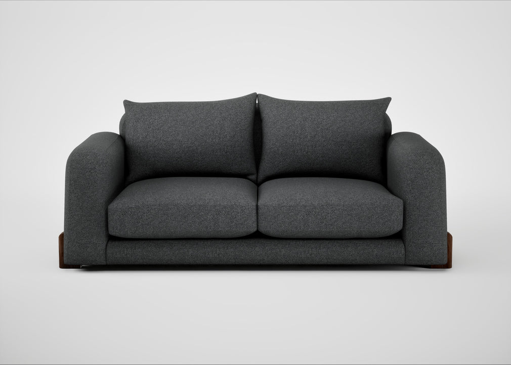 Nuvola 3 Seater Sofa Melton Wool Granite / Walnut Stained