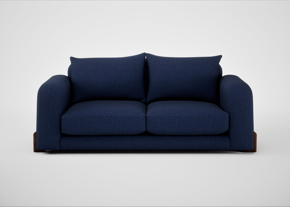 Nuvola 3 Seater Sofa Melton Wool New Navy / Walnut Stained