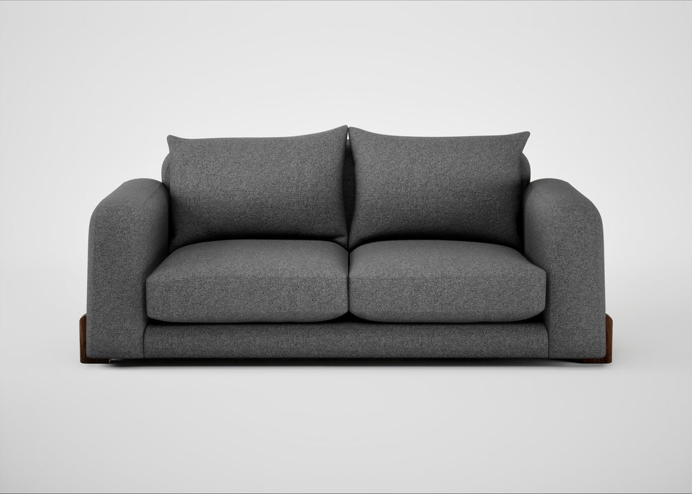 Nuvola 3 Seater Sofa Melton Wool Shale / Walnut Stained