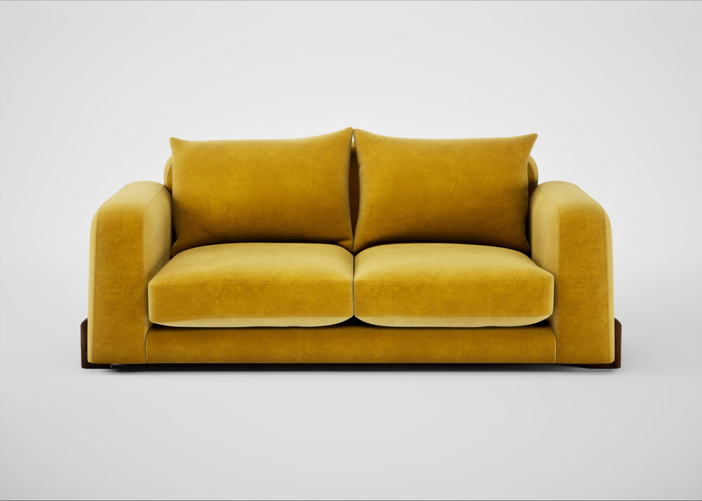 Nuvola 3 Seater Sofa Smart Luxe Velvet Canary / Walnut Stained